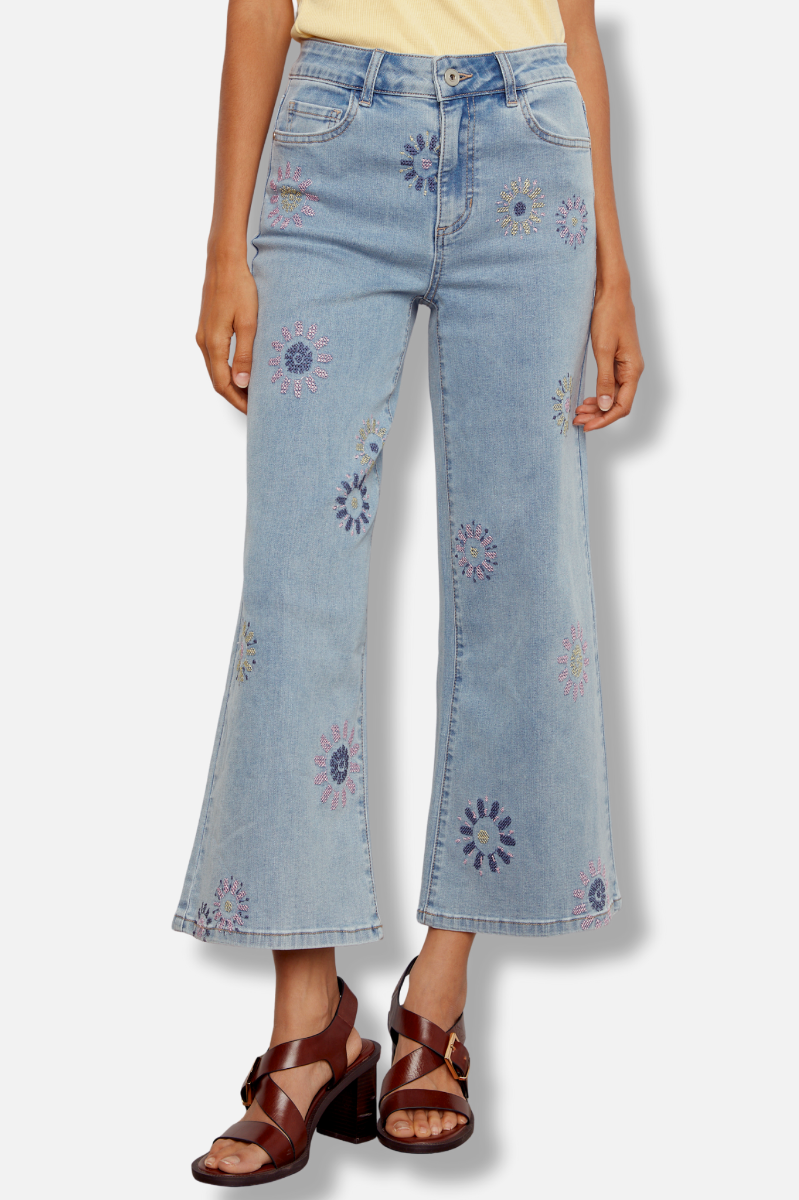 Wide Leg Denim Pant - Light Blue
