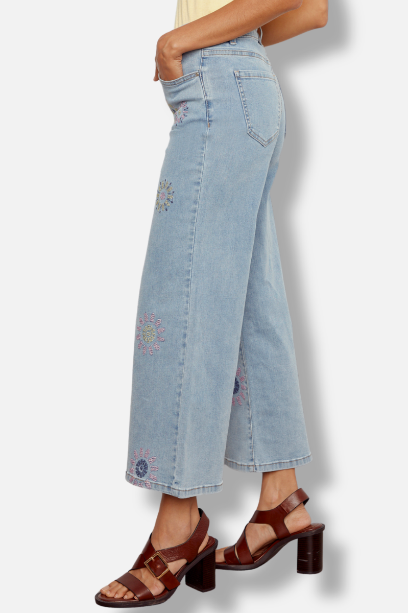 Wide Leg Denim Pant - Light Blue