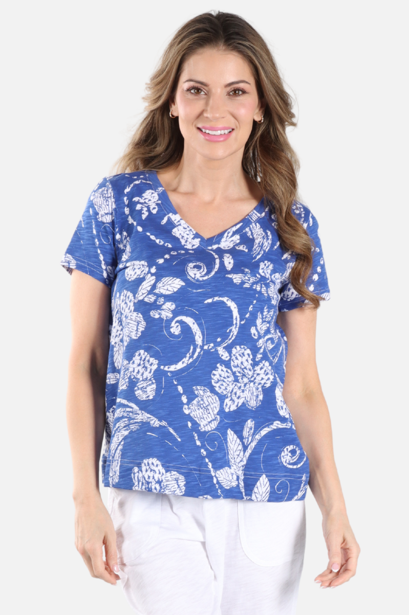 V-Neck Tee - Resort Vintage Scroll