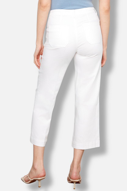 Wide Leg Stretch Twill Pant - White