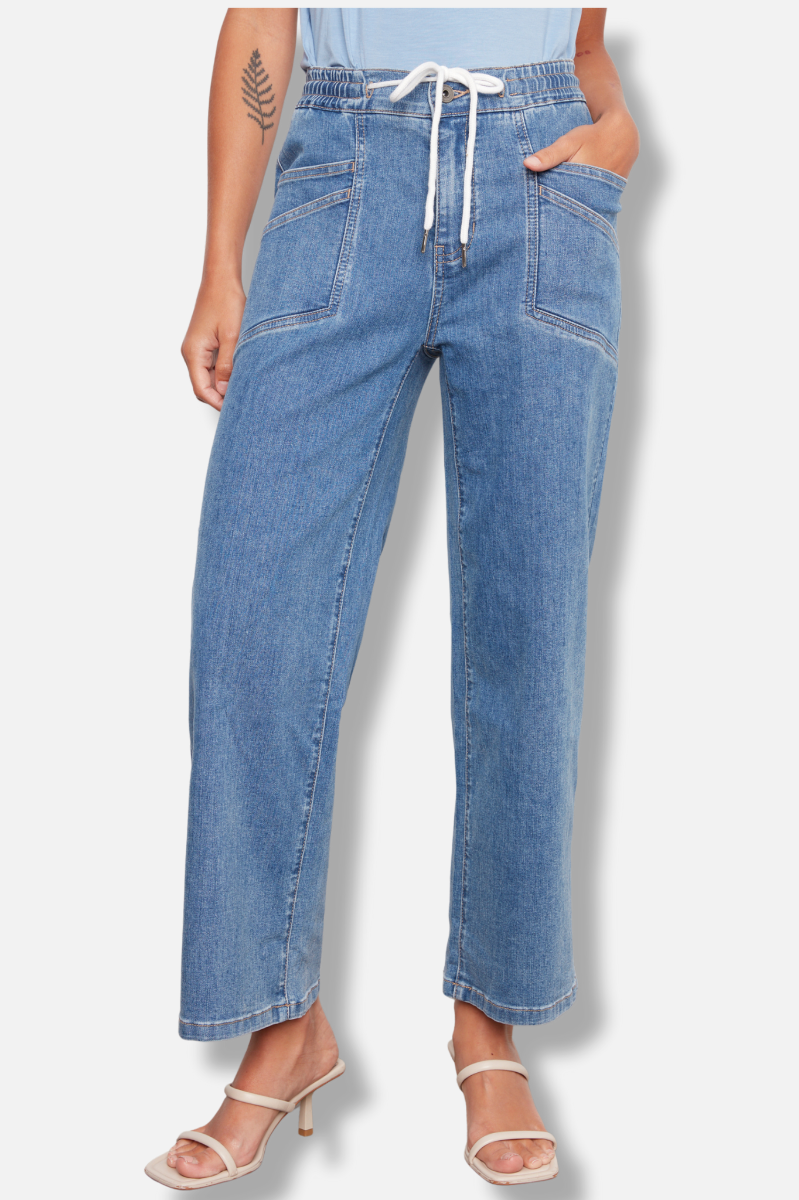Wide Leg Denim Pant - Vintage Blue