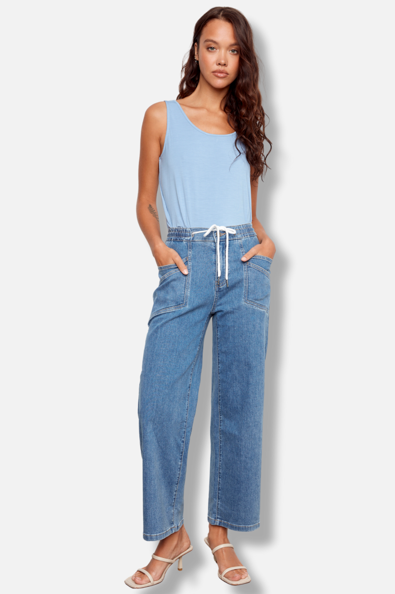 Wide Leg Denim Pant - Vintage Blue