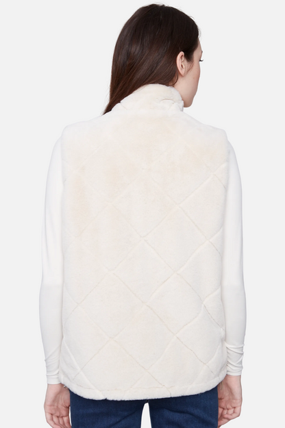 Reversible Faux Fur Vest - Greige
