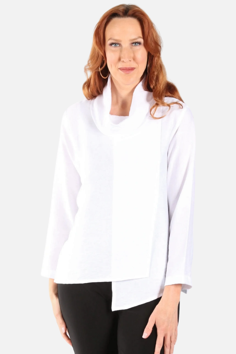 Cowl Neck Top Plus - White