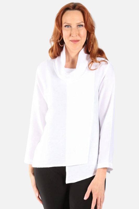 Cowl Neck Top Plus - White