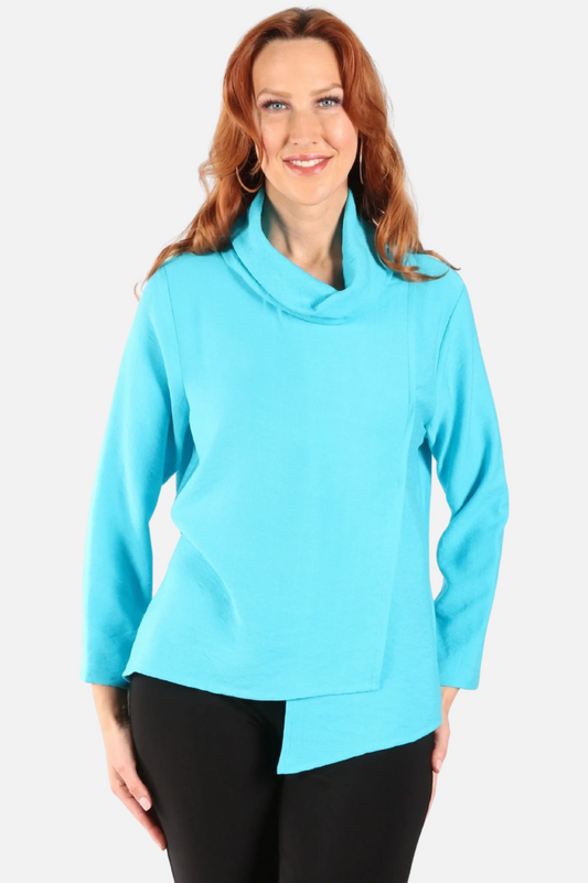 Cowl Neck Top Plus - Turquoise
