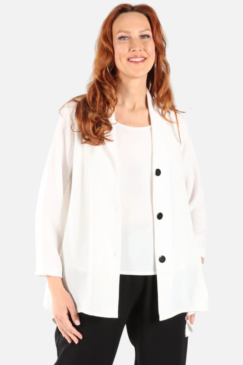 Shawl Collar Jacket Plus - Ivory