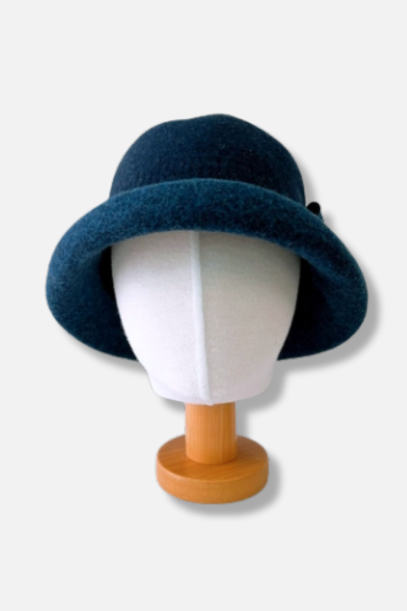  Wool Flower Cloche Hat - Teal 