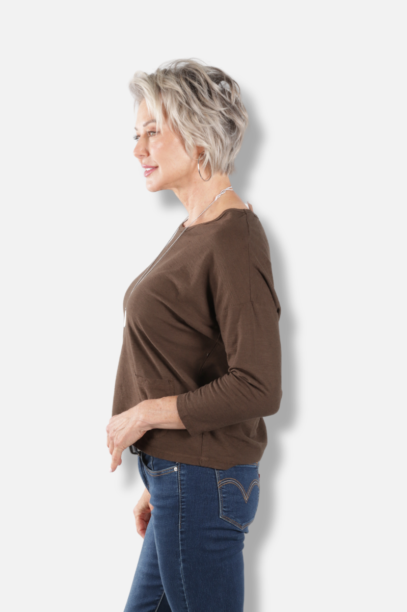 Boxy Pocket Tee - Chocolate