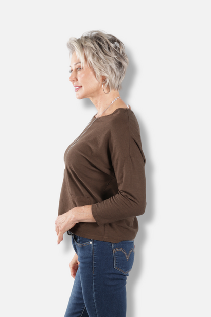 Boxy Pocket Tee - Chocolate