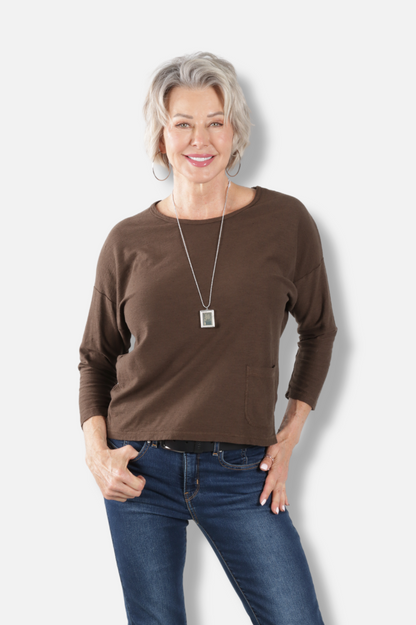 Boxy Pocket Tee - Chocolate