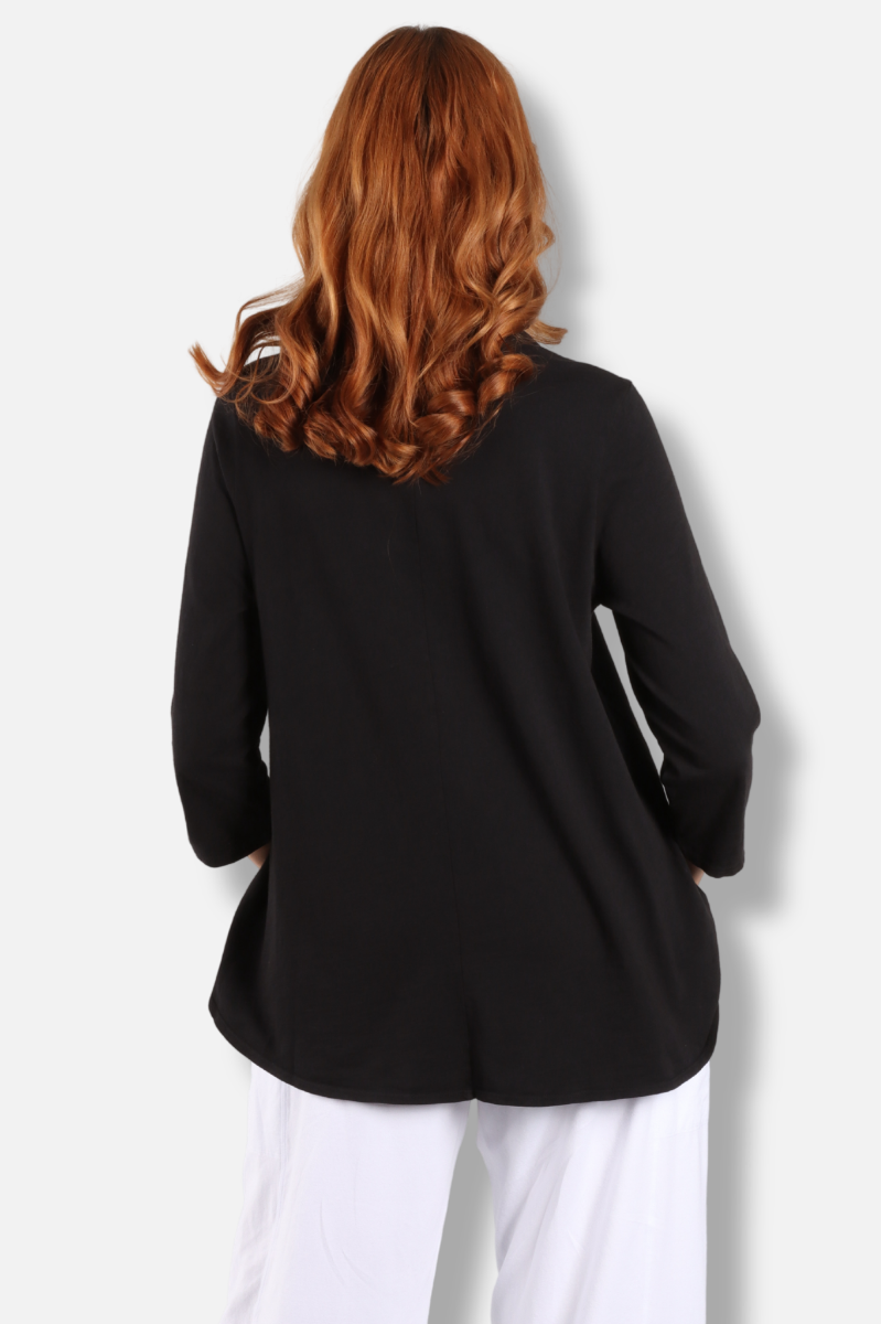 Button Down Scallop Shirt - Black