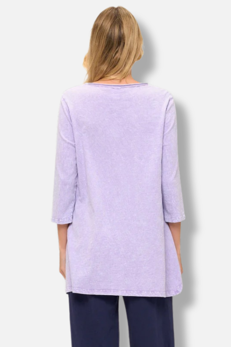 Elbow Sleeve A-Line Tunic - Lilac
