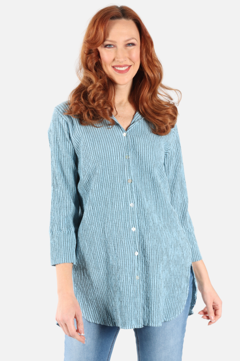 Easy Shirt - Bellflower Stripe Crinkle