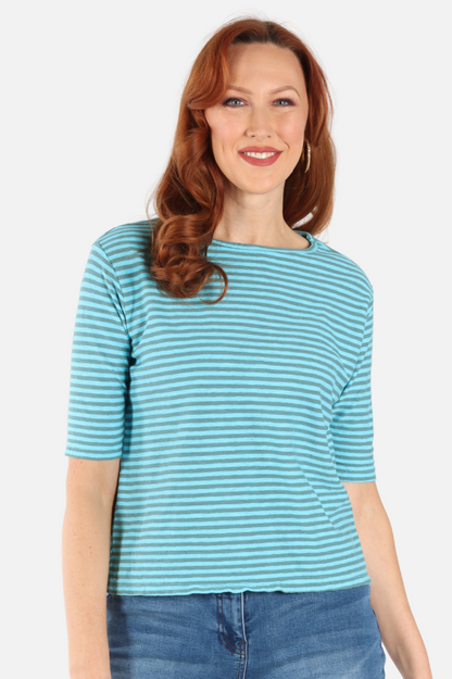 Elbow Sleeve Top - Atoll Stripe