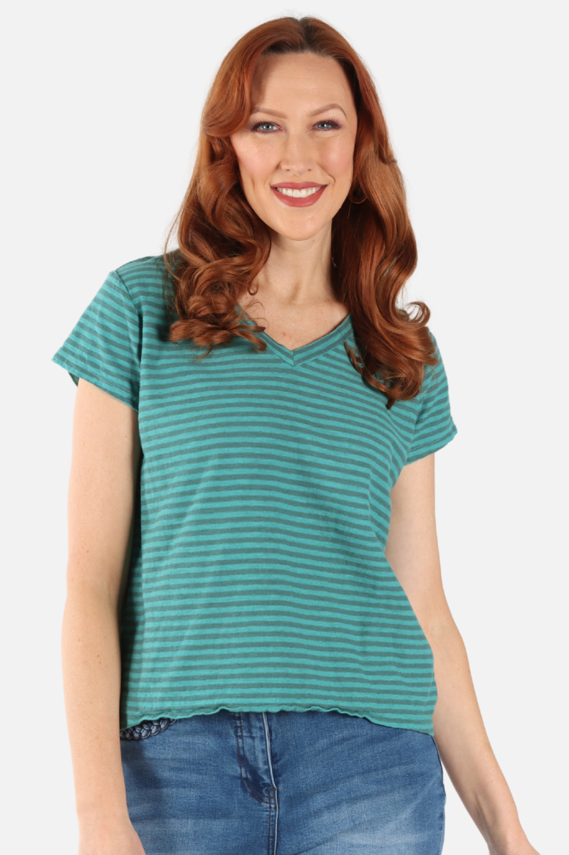 V-Neck Crop Top - Riviera Stripe