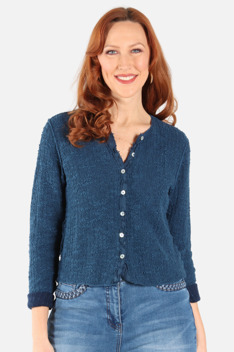 Crop Cardigan - Naval Sweater Knit