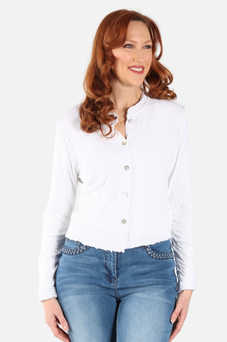 Crop Asym Cardi - White
