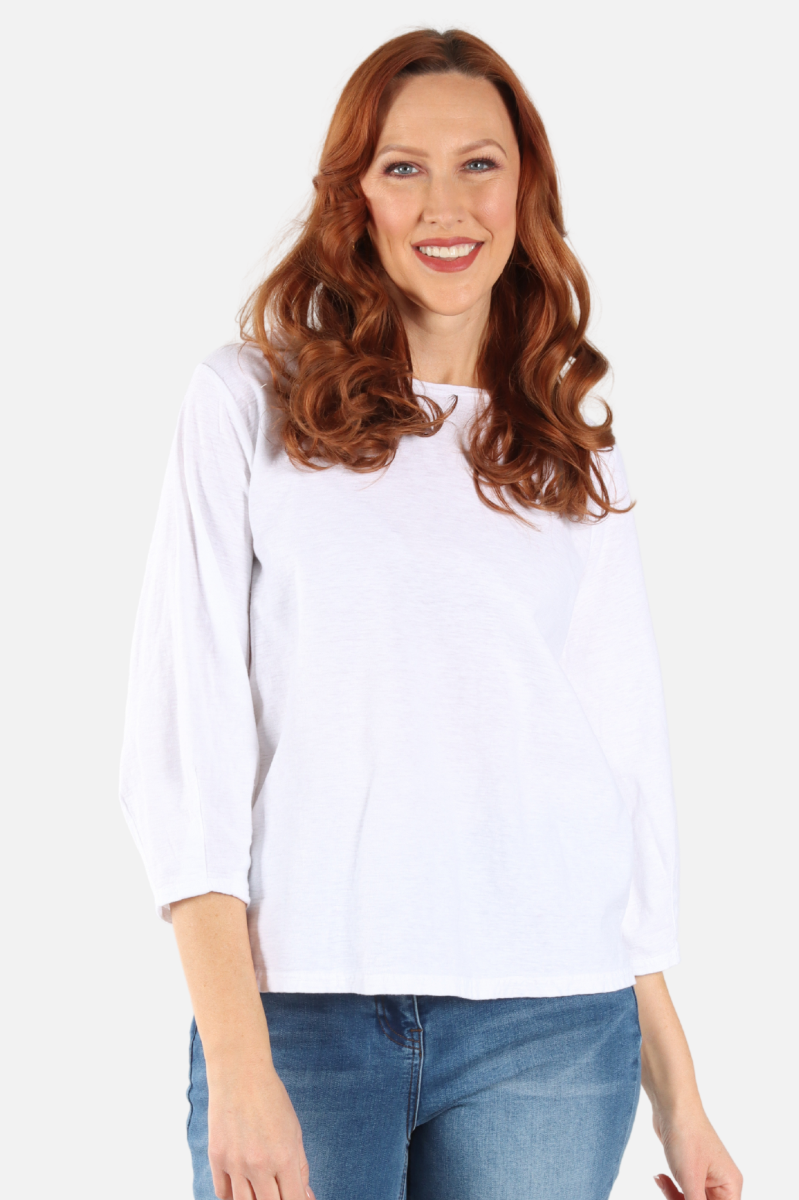 Lantern Sleeve Top - White