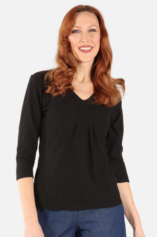 Tuck Front Tee - Black