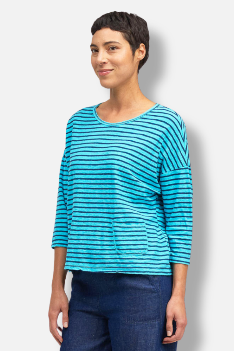 Boxy Pocket Top - Atoll Stripe 