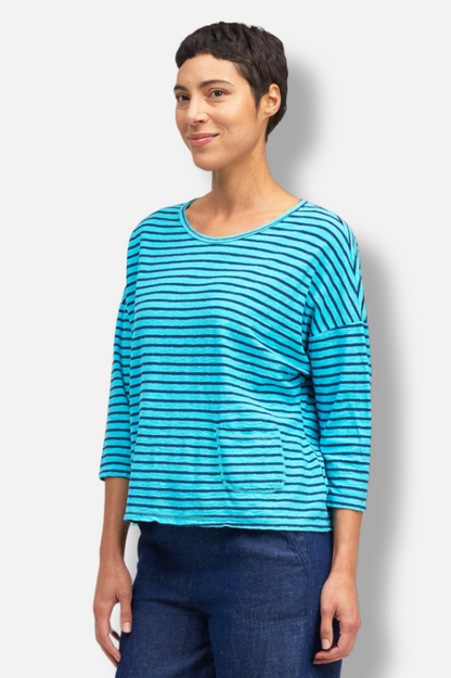 Boxy Pocket Top - Atoll Stripe 