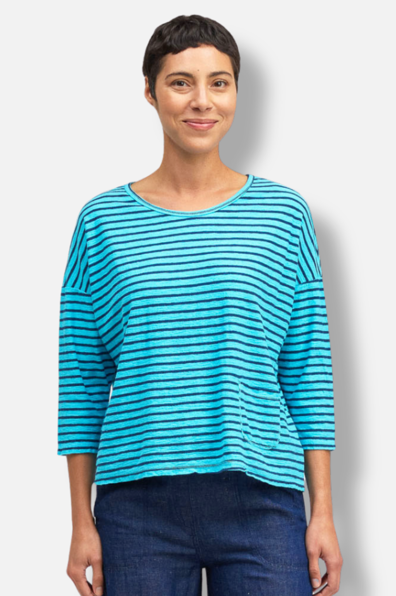 Boxy Pocket Top - Atoll Stripe 