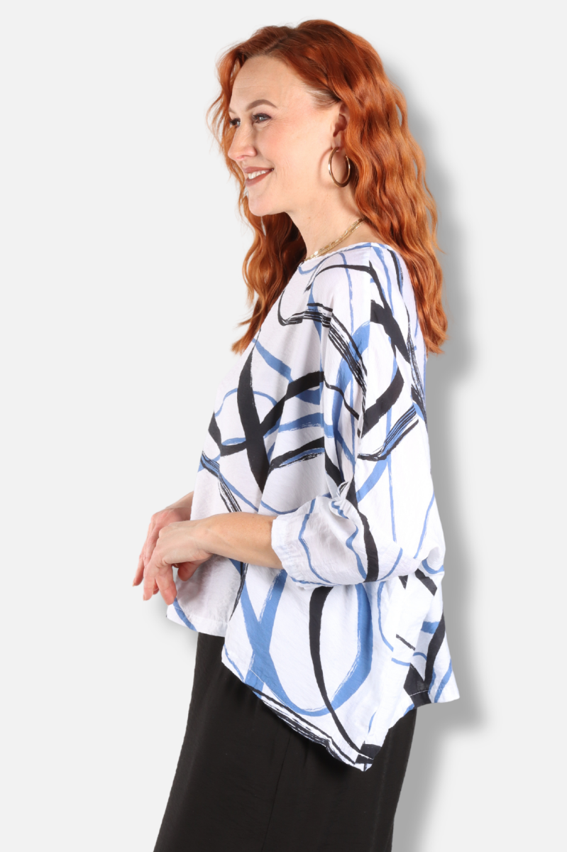 Crop Top - White Swirl Parachute
