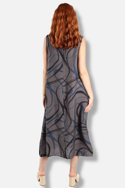 Cowl Neck Maxi Dress - Anthracite Swirl Parachute