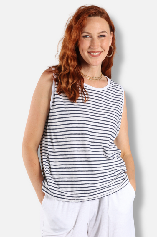 Sleeveless Top - Laundered Stripe 