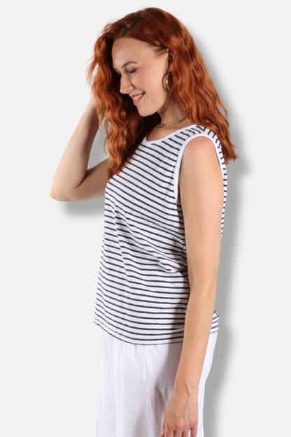 Sleeveless Top - Laundered Stripe 