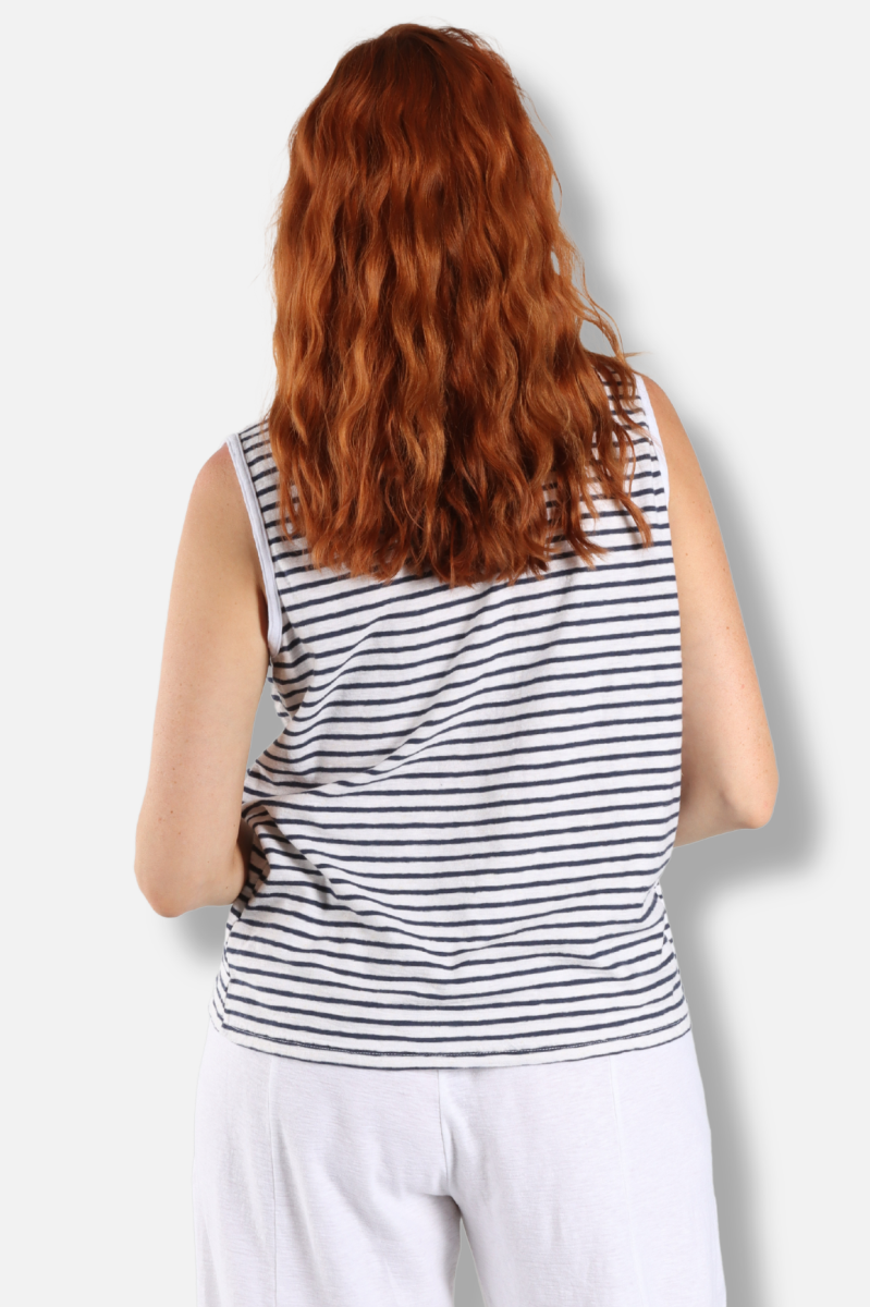 Sleeveless Top - Laundered Stripe 