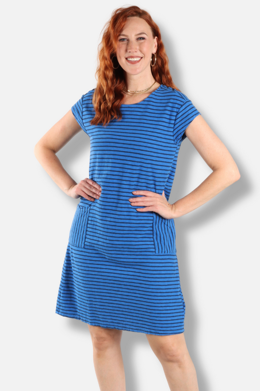 T-Shirt Dress - Vivid Blue Stripe