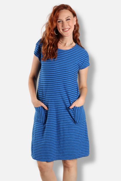 T-Shirt Dress - Vivid Blue Stripe