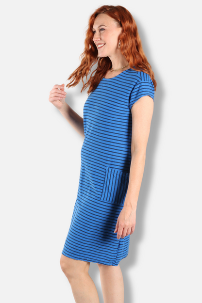 T-Shirt Dress - Vivid Blue Stripe