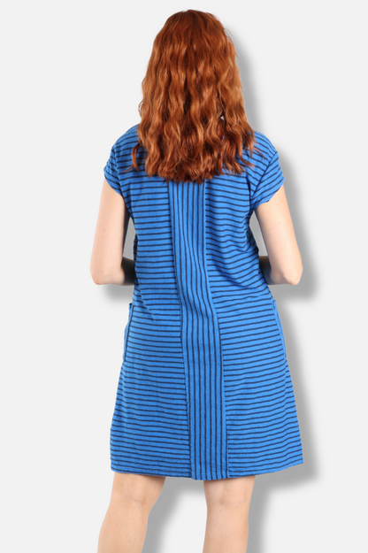 T-Shirt Dress - Vivid Blue Stripe