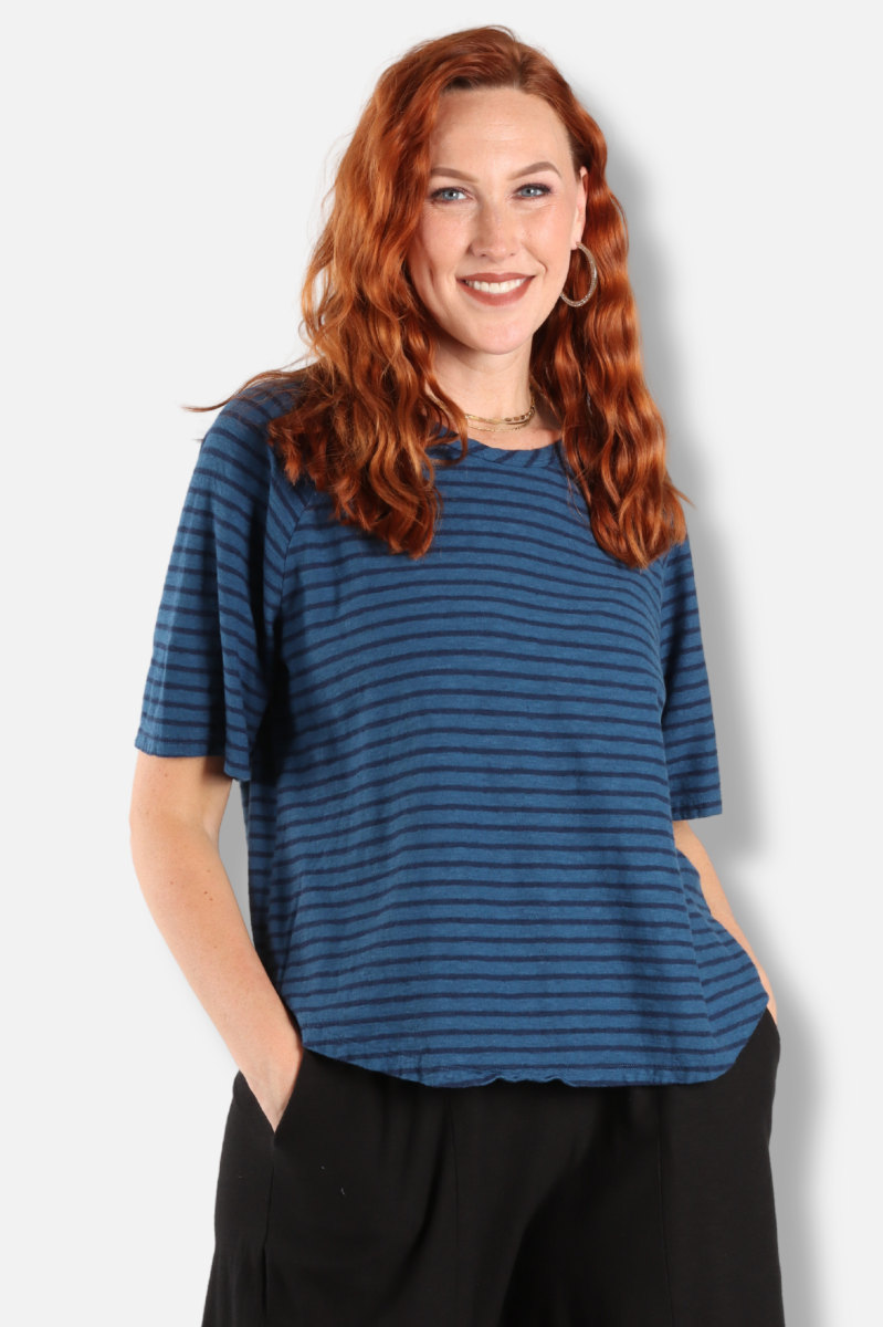 Boxy Raglan Top - Naval Stripe 