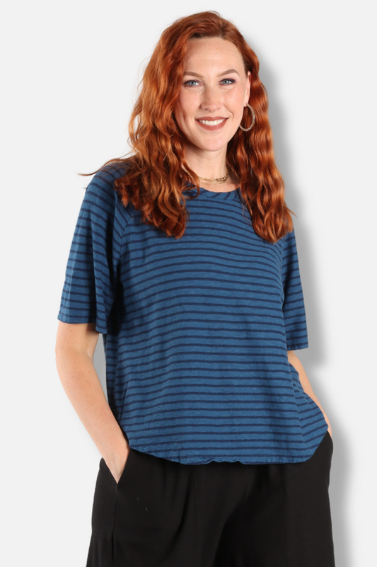 Boxy Raglan Top - Naval Stripe 