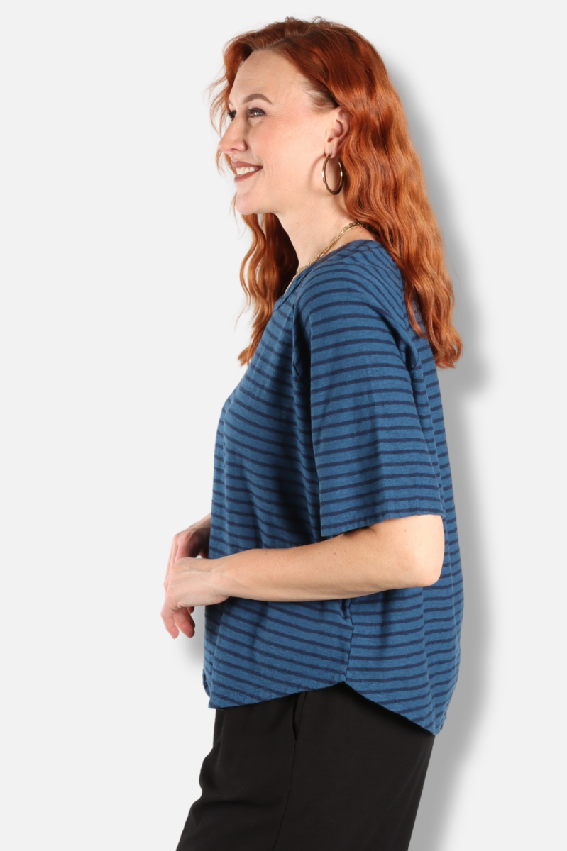 Boxy Raglan Top - Naval Stripe 