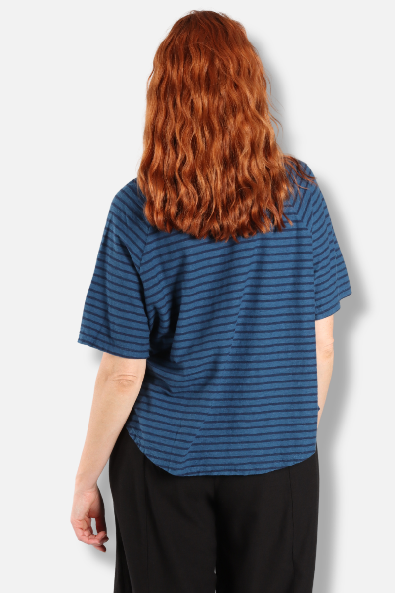 Boxy Raglan Top - Naval Stripe 