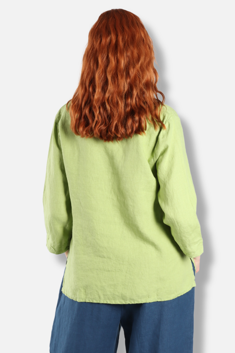 Aline V-Neck Top - Verde Linen