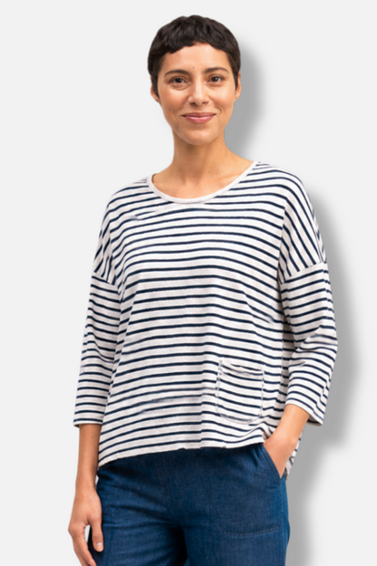 Boxy Pocket Top - Laundered Stripe 