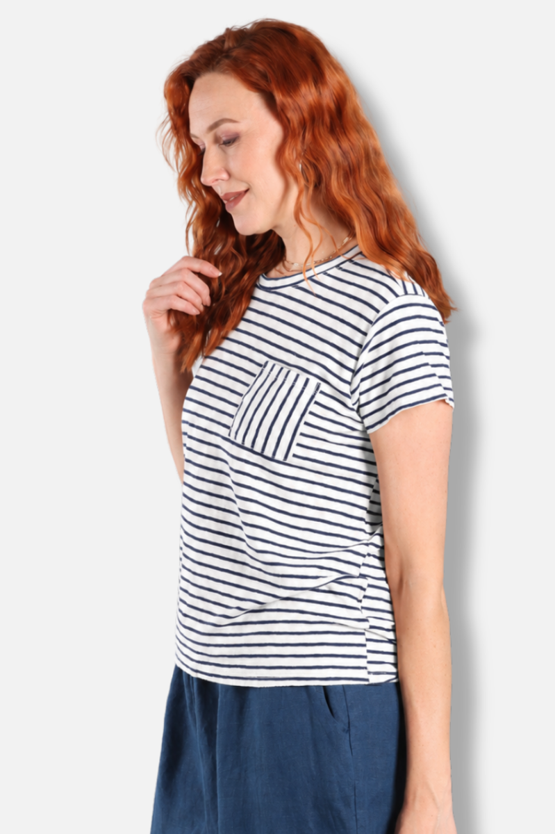 Easy Pocket Tee - Laundered Stripe 