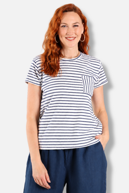 Easy Pocket Tee - Laundered Stripe 