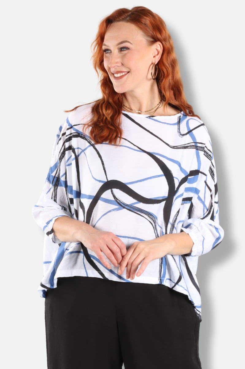 Crop Top - White Swirl Parachute