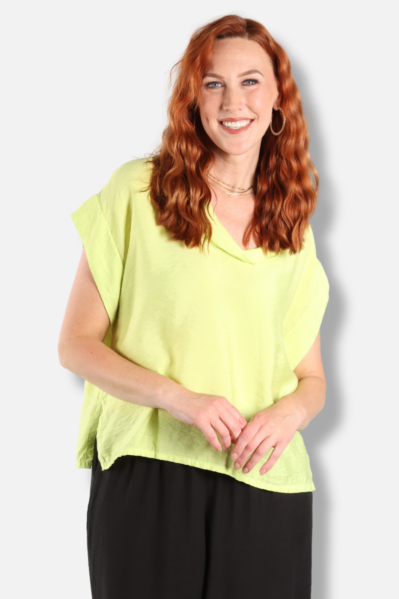 Short Sleeve Cowl Top - Euphorbia Parachute