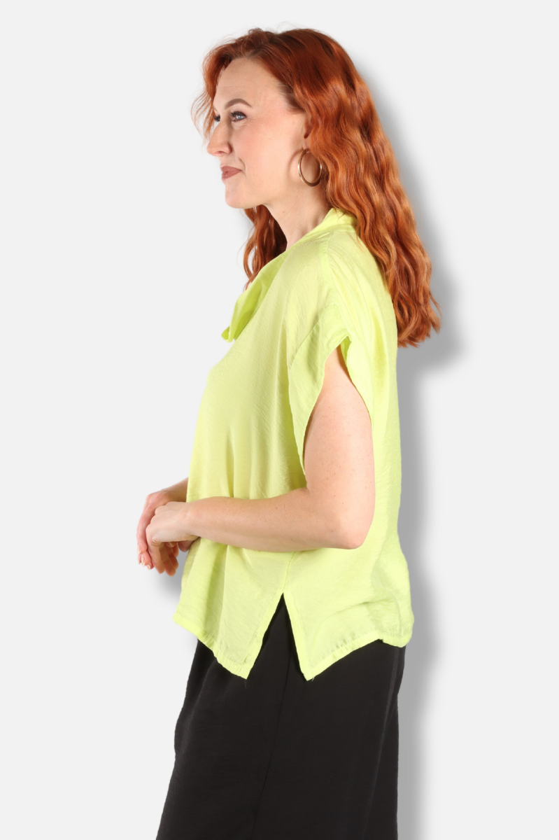 Short Sleeve Cowl Top - Euphorbia Parachute