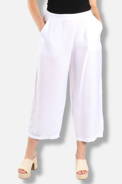 Crop Wide Leg Pant - White Parachute