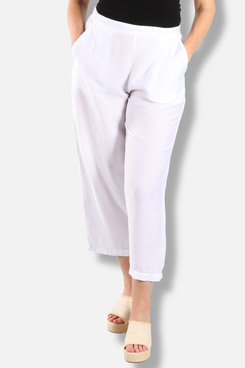 Crop Wide Leg Pant - White Parachute