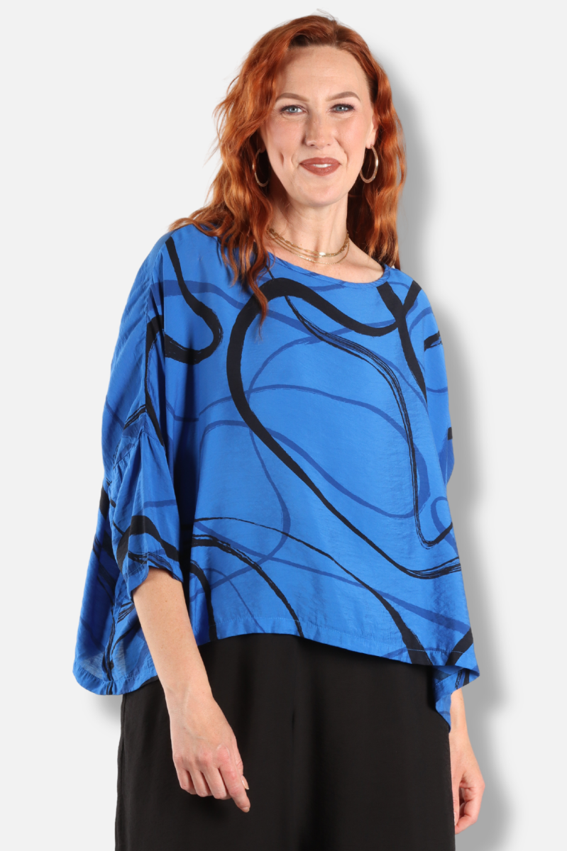 Crop Top - Vivid Blue Swirl Parachute